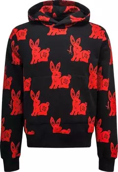 Худи Amiri CNY Rabbit Allover Hoodie 'Black/Red', черный