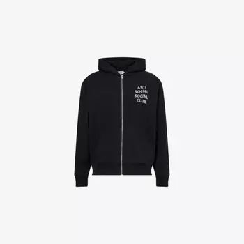 Худи Anti Social Social Club из хлопкового джерси на молнии с логотипом, черный