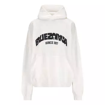 Худи Balenciaga Back Flip Round Hoodie Oversized 'White Black', белый