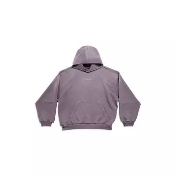 Худи Balenciaga Back Medium Fit из фиолетового и серого флиса средней толщины, серый/фиолетовый