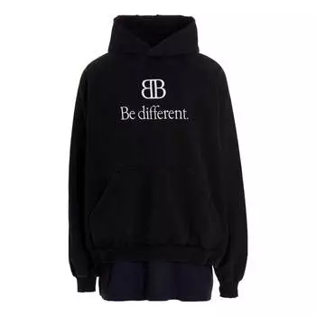 Худи Balenciaga BB Be Different Patched T-Shirt Hoodie 'Black', черный