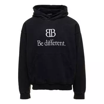 Худи Balenciaga BB Be Different Popover Hoodie 'Black White', черный