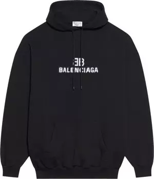 Худи Balenciaga BB Pixel Medium Fit Hoodie 'Black/White', черный