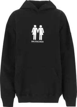 Худи Balenciaga Boxy Hoodie 'Black/White', черный