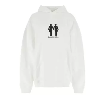 Худи Balenciaga Boxy Hoodie 'White/Black', белый