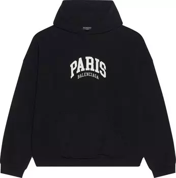 Худи Balenciaga Cities Paris Hoodie Wide Fit 'Black', черный