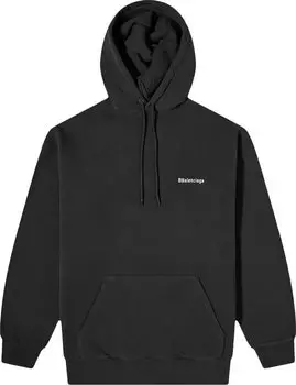 Худи Balenciaga Corporate Logo Popover Hoodie Black/White, черный