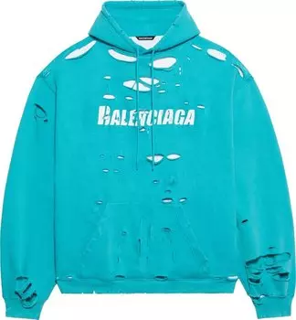 Худи Balenciaga Destroyed Hoodie 'Turquoise/White', синий