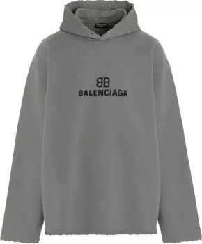 Худи Balenciaga Distressed BB Pixel Hoodie 'Taupe', серый