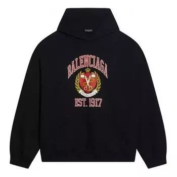 Худи Balenciaga Est. 1917 College Logo Print Hoodie Wide Fit 'Black', черный