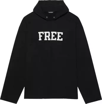 Худи Balenciaga Free Embroidered No Rib Hoodie 'Black', черный