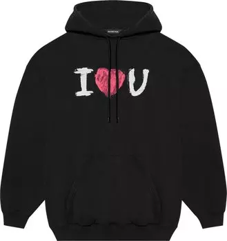 Худи Balenciaga I Love U Medium Fit Hoodie Black, черный