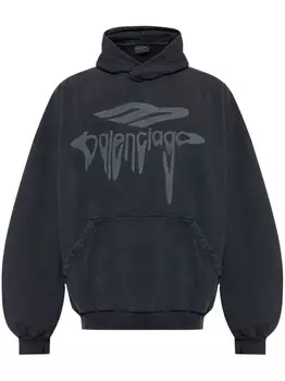 Худи Balenciaga с 3D-эффектом Liquified Effect, черный