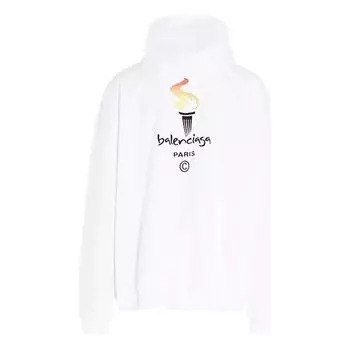 Худи Balenciaga Unisex Logo Oversize Sweatshirt White, белый