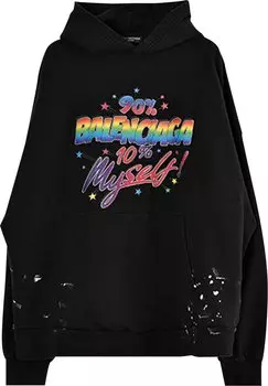 Худи Balenciaga Wide Fit Hoodie 'Washed Black', черный