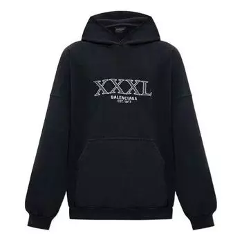 Худи Balenciaga XXXL Oversized Popover Hoodie 'Black White', черный