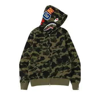 Худи BAPE 1st Camo Shark Full Zip Hoodie, зеленый