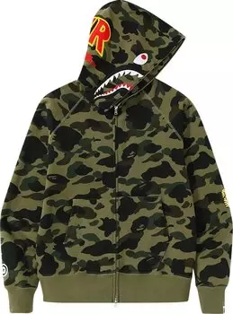 Худи BAPE 1st Camo Shark Full Zip Hoodie (FW18) 'Green', зеленый
