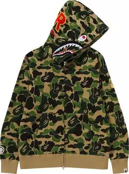 Худи BAPE ABC Camo Shark Full Zip 'Green', зеленый