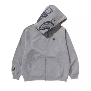 Худи BAPE Ape Head One Point Shark Zip Hoodie, серый