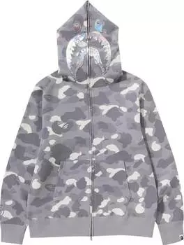 Худи BAPE City Camo Shark Full Zip 'Grey', серый