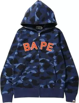Худи BAPE Color Camo Full Zip Hoodie 'Navy', синий