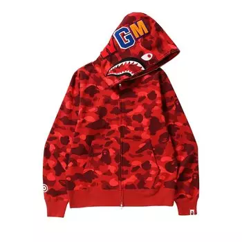 Худи BAPE Color Camo Shark Full Zip 'Red', красный