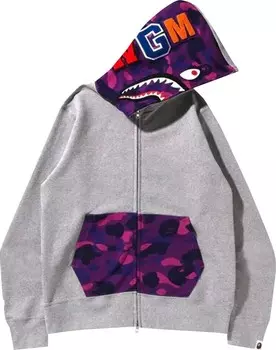 Худи BAPE Color Camo Shark Full Zip 'Grey', серый