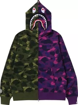 Худи BAPE Color Camo Shark Full Zip Hoodie 'Green/Purple', разноцветный