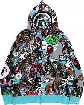 Худи BAPE Comic Art Shark Zip 'Multicolor', разноцветный