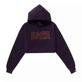 Худи BAPE Crystal Stone Cropped Pullover Hoodie, фиолетовый