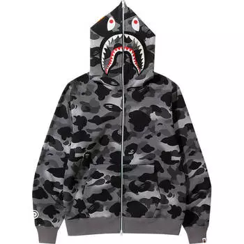 Худи BAPE Grid Camo Shark Full Zip. черный