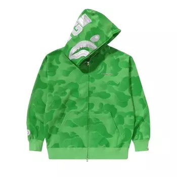 Худи BAPE Ink Camo Shark Zip Hoodie, зеленый