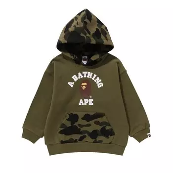 Худи BAPE Kids 1st Camo College Pullover Hoodie, зеленый