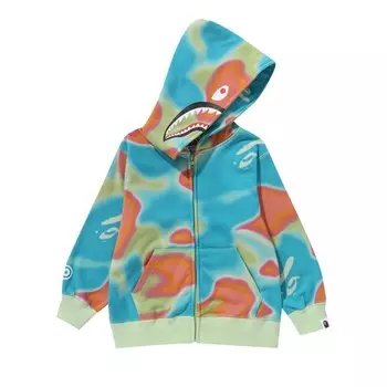 Худи BAPE Kids Liquid Camo Shark Zip Hoodie, зеленый