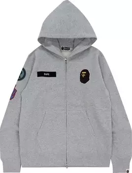 Худи BAPE Military Patch Heavy Weight Zip Hoodie 'Grey', серый