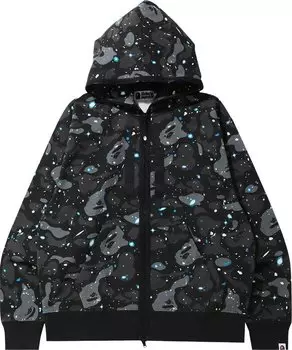 Худи BAPE Relaxed Space Camo Full Zip Hoodie 'Black', черный