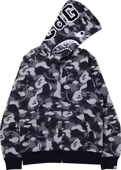 Худи BAPE x Comme des Garons Osaka Shark Full Zip Hoodie 'Black', черный