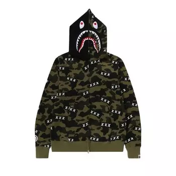 Худи BAPE x God Selection XXX Shark Full Zip Hoodie, зеленый