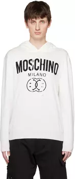 Худи белого цвета с двумя смайликами Moschino