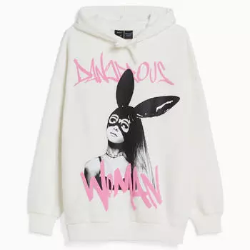 Худи Bershka Ariana Grande Print, бежевый/розовый