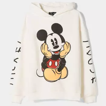 Худи Bershka Mickey Print, белый/принт