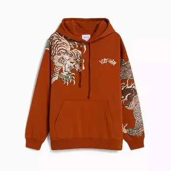 Худи Bershka Tiger Print, терракотовый