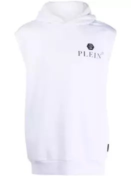 Худи без рукавов с логотипом Philipp Plein, белый