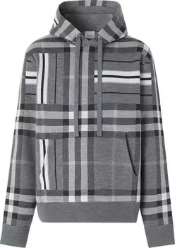 Худи Burberry Check And Stripe Jacquard Hoodie 'Dark Grey Melange', серый