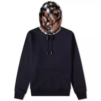 Худи Burberry Samuel в клетку с капюшоном, черный