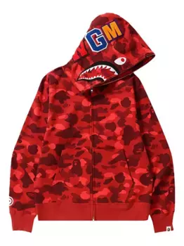Худи Camo Shark на молнии A BATHING APE, красный