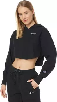 Худи Champion Reverse Weave French Terry Crop Curve Hem Hoodie, черный
