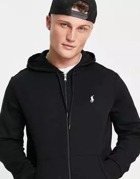 Худи черного цвета на молнии с логотипом Polo Ralph Lauren