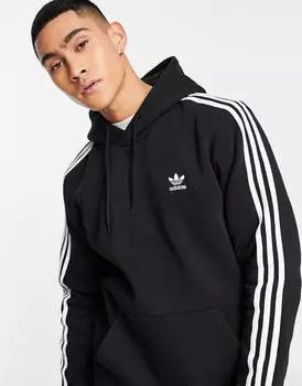 Худи черного цвета с 3 полосками adidas Originals adicolor